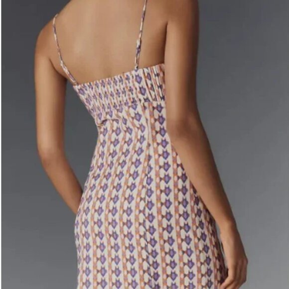 NWT Anthropologie | Maeve | Cream Purple Ophelia Linen Mini Dress, 10 - Picture 2 of 11